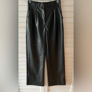 Abercrombie & Fitch Vegan Leather High Rise Wide Leg Pleated Front Pants Small